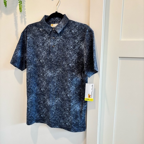 Jack Nicklaus NWT Palm Leaf Navy Blue Men's Golf Polo Size Small SPF 50 - Picture 2 of 10